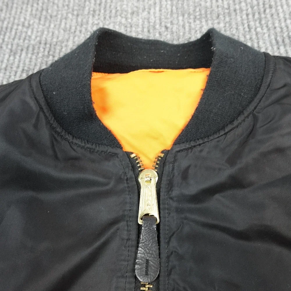 Vintage Alpha Industries MA-1 Jacket Mens Large Black Bomber Flight USA